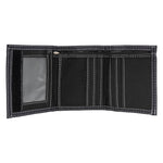 Black trifold wallet with card slots on a white background
