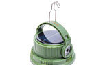 Green solar lantern with a hook on a white background