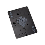 Black playing card with Ace of Spades design on a white background