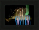 Abstract night road light trails in framed print, vibrant motion blur, USA-made frame
