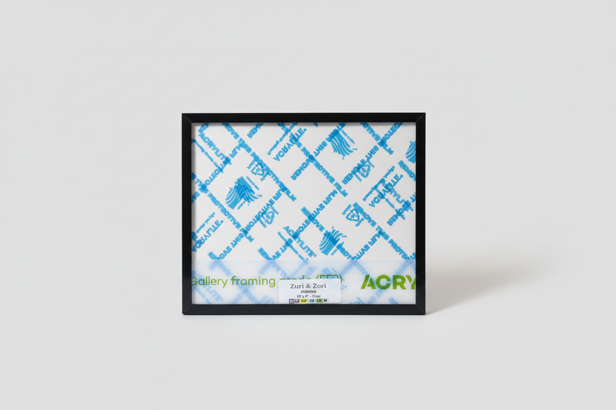Framed picture with Zuri & Zori branding on a white  background