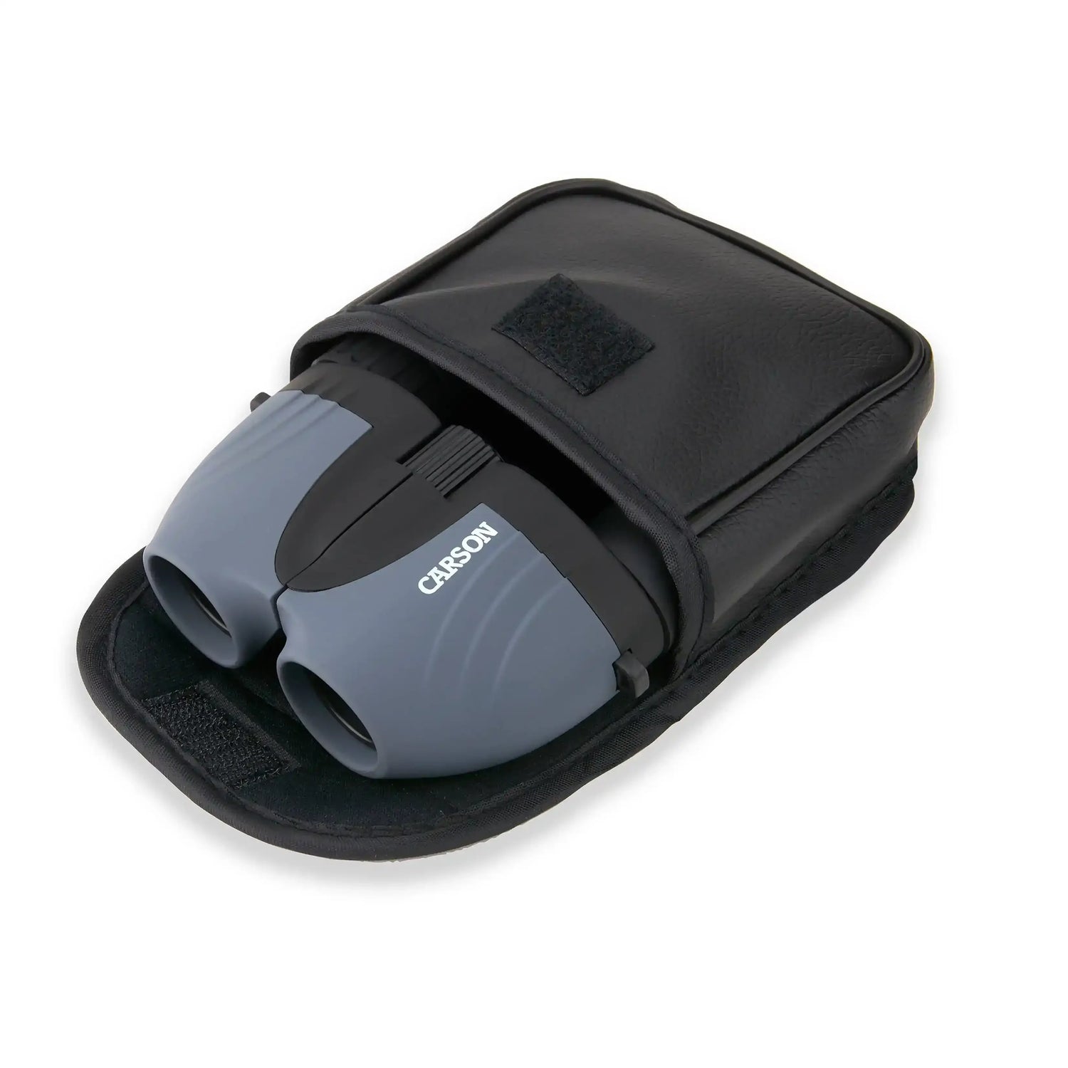 Carson binoculars in black protective case, compact design for outdoor use