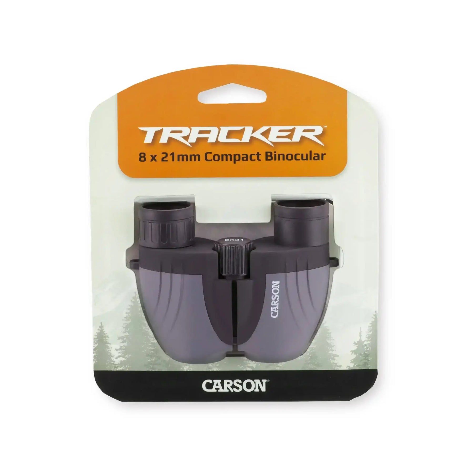 Tracker 8x21mm compact binoculars in packaging, ideal for outdoor viewing and nature observation