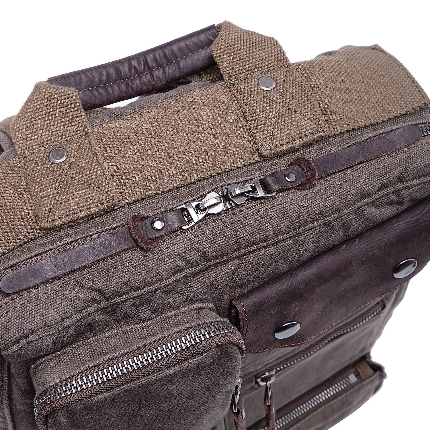 Canvas Laptop Backpack zippers