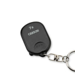 Black Carson 7x keychain remote with metal ring on white background