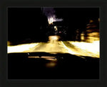 Night street view from car headlights, motion blur, framed print