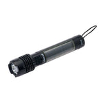 Black LiteZAll solar-powered flashlight with LED bulb and wrist strap, portable outdoor lighting tool