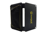 SunJack 15 Watt solar panel with black fabric case and yellow stitching, portable power charger