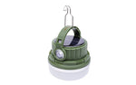 Green camping lantern with solar panel on a white background