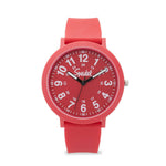 Red watch with a white background