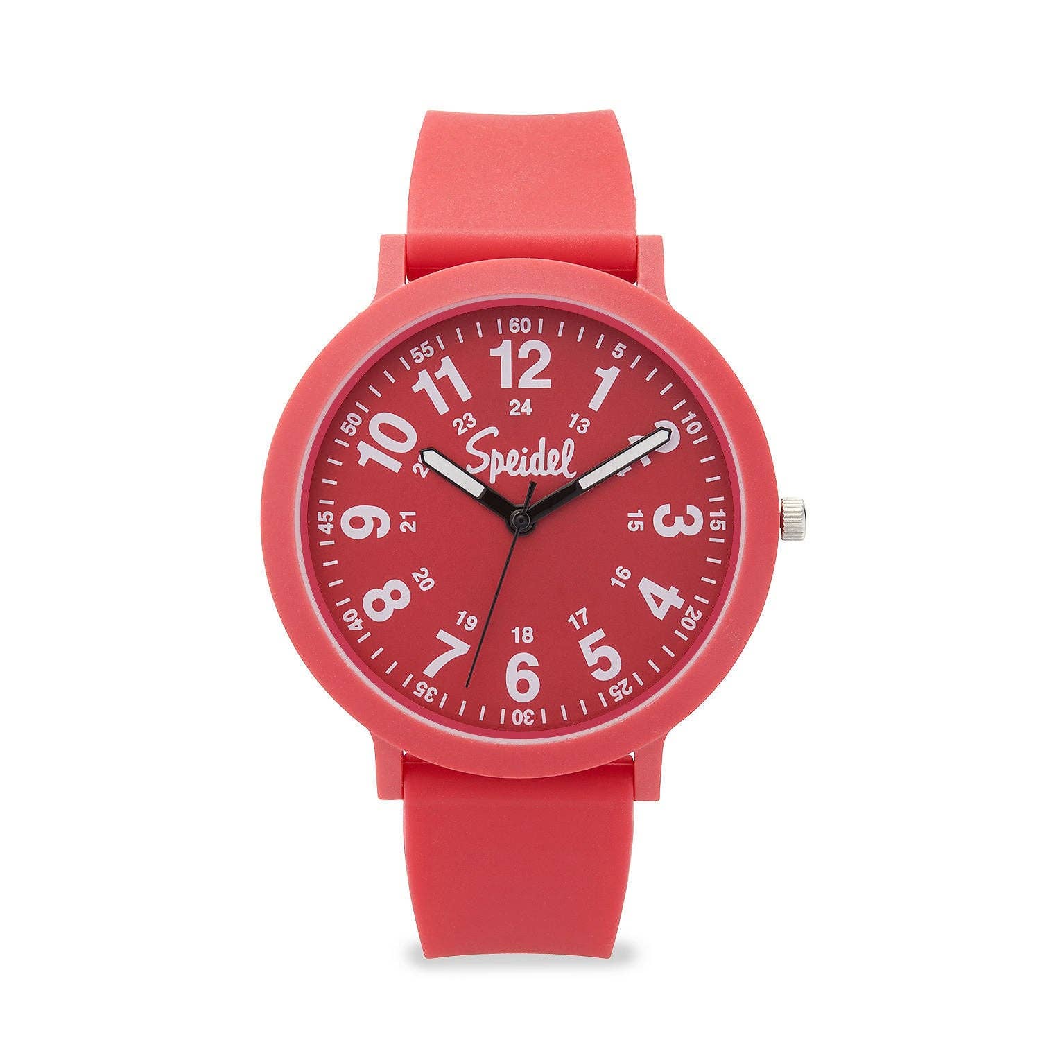 Red watch with a white background
