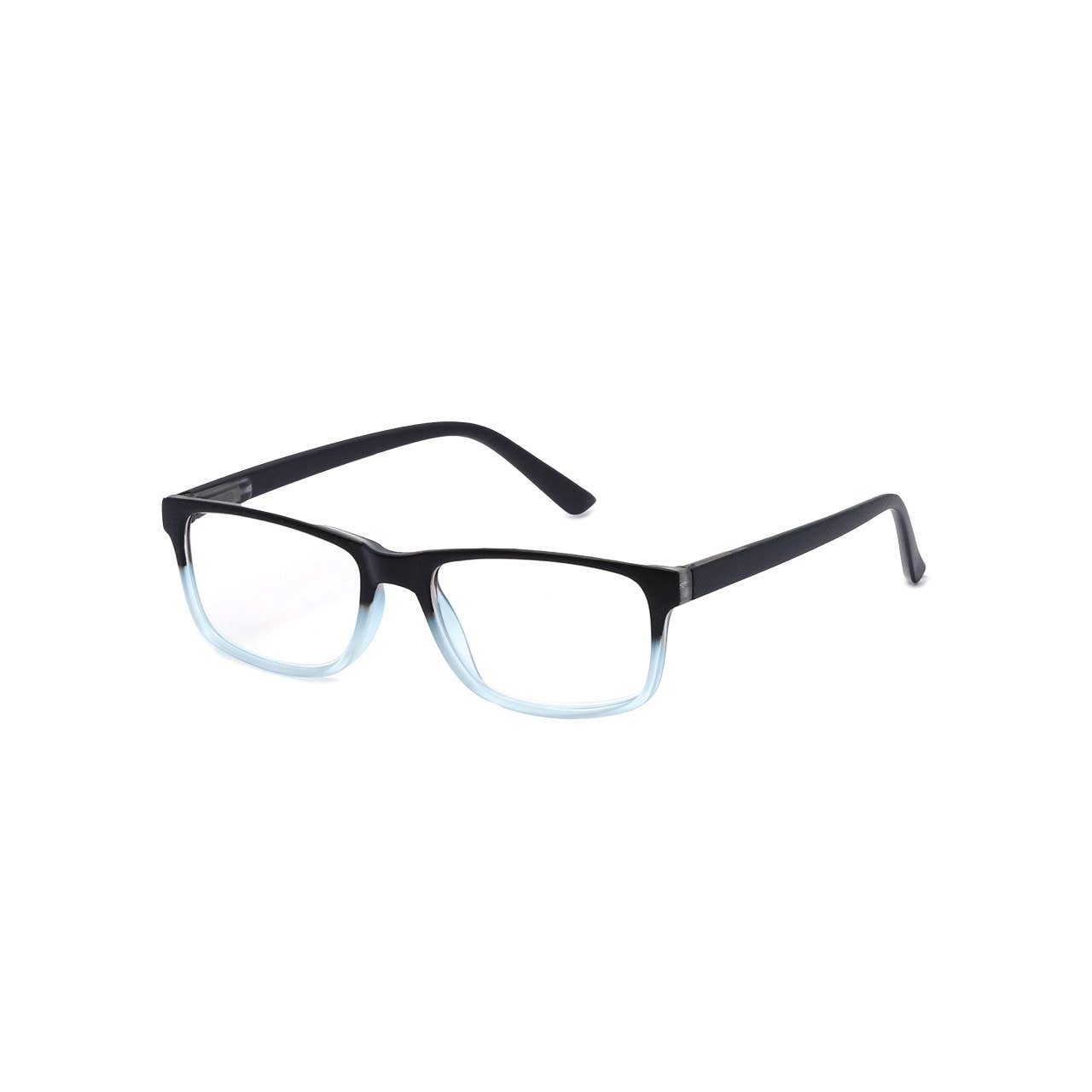 Black and blue gradient eyeglasses on a white background