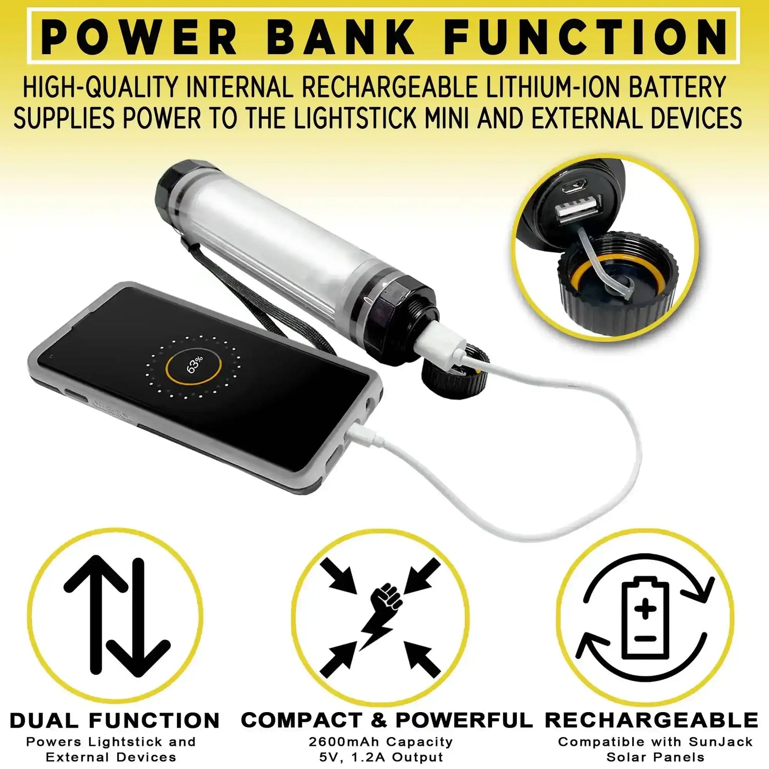 Lightstick Mini with power bank function charging phone, dual-purpose portable rechargeable device