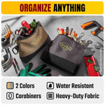 Two tool bags with tools on a gray surface, featuring the Ryker brand.