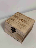 Wooden box with 'AVANT WOOD' branding on a light background